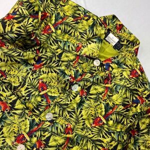 Harve Bernard Green 100% Silk Blazer Jacket | Size 8 | Parrot Vacation Tropical